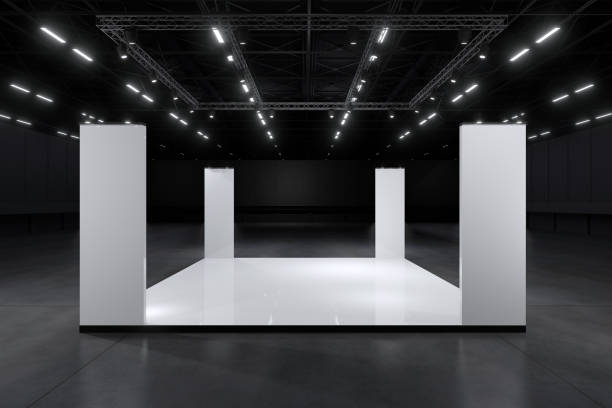 istock Exhibition stand for mockup and Corporate identity,Display design.Empty booth Design.Retail booth elements in Exhibition hall.booth Design trade show.Blank Booth system of Graphic Resources.3d Background for online Event,conference,live.3d render. 1414038881