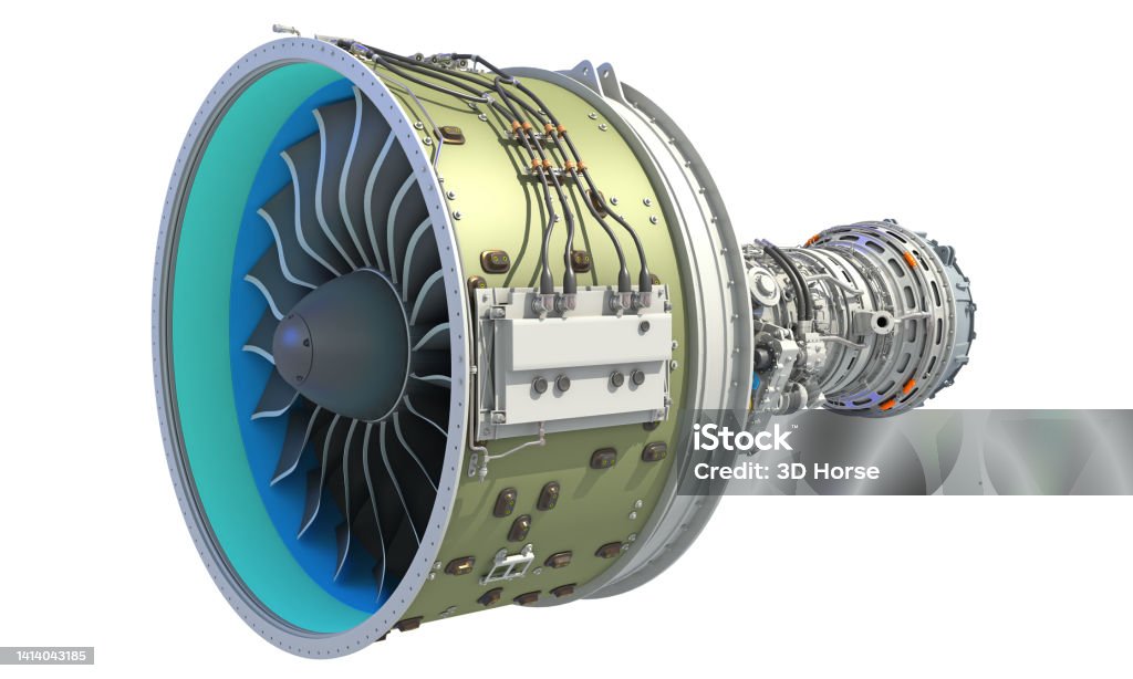 Jet Engine Rendering Turbofan Jet Engine 3d Rendering Stock Photo - Download Image Now ...