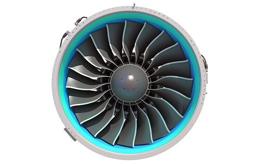 Turbofan Jet Engine 3D rendering