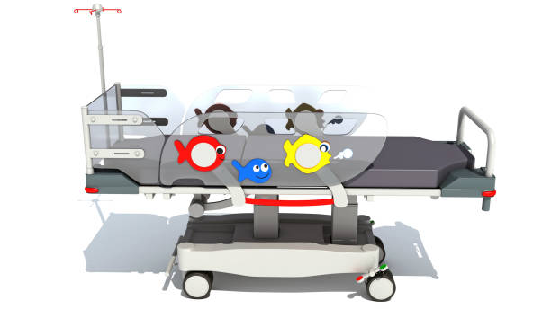 istock Medical Stretcher Trolley for Kids 3D rendering on white background 1414043331