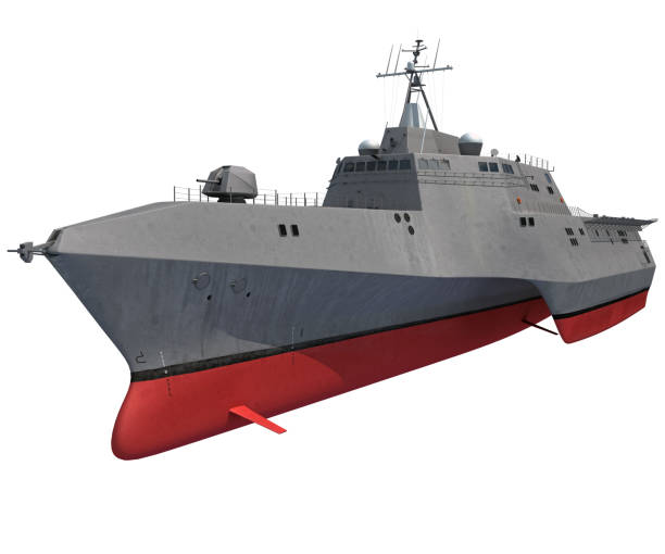 istock Naval Forces Battle Ship 3D rendering warship on white background 1414043420
