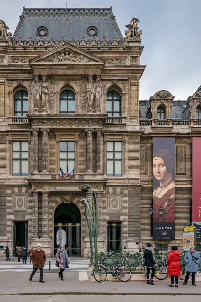 Louvre museum exterior stock photo