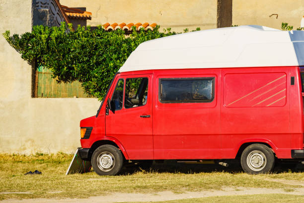 istock Camper vintage van on holidays 1414044151