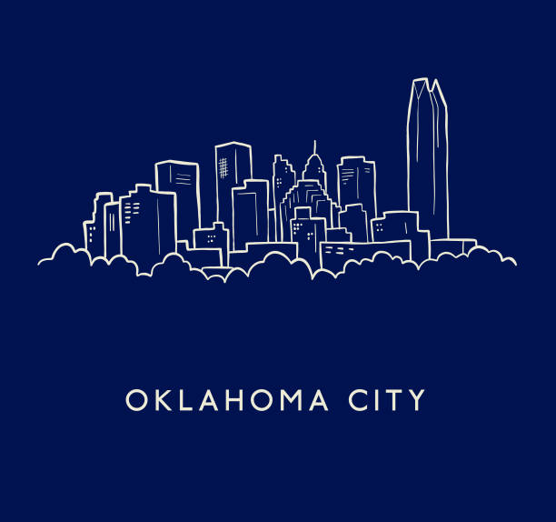 illustrations, cliparts, dessins animés et icônes de croquis de l’horizon d’oklahoma city - oklahoma oklahoma city city skyline