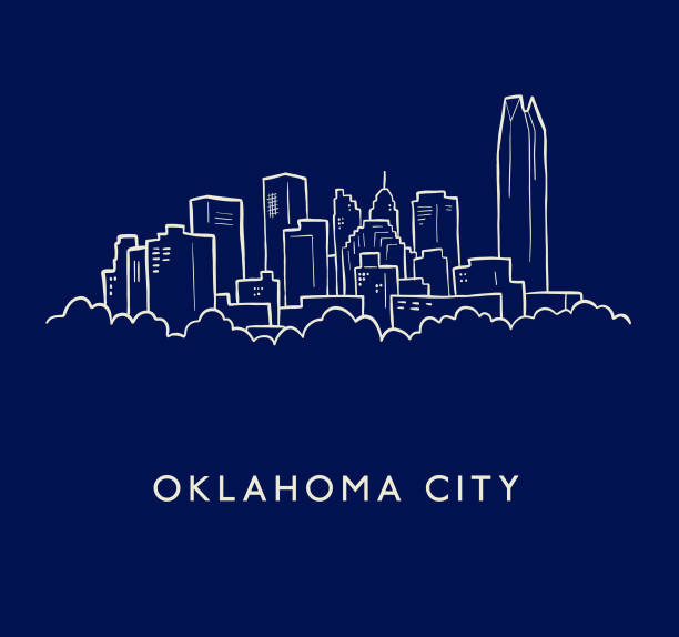 Oklahoma City Skyline Sketch Hand drawn, cartoon style sketch of the skyline of Oklahoma City oklahoma city stock illustrations