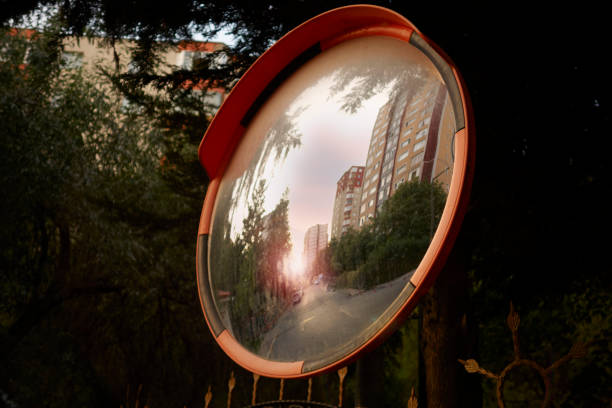 Reflection Of Buildings On Road Safety Mirror