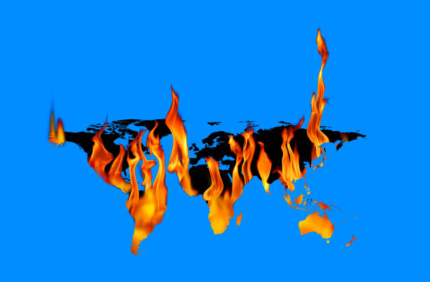 istock Climate change and environmental issues concept of burning world 1414051032