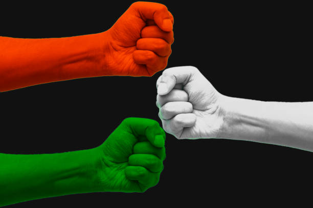 istock three hands are digitally painted with three colors,saffron,white and green to represent tricolor Indian national flag.15 August Independence day India.celebration of freedom.symbol of brotherhood. 1414051178