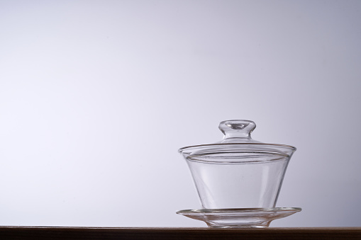 empty oriental transparent tea cup