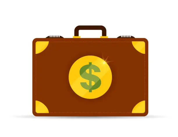 Vector illustration of Money suitcase icon and design.