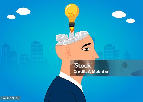 istock Businessman launches an idea, a project, a statue... 1414059785