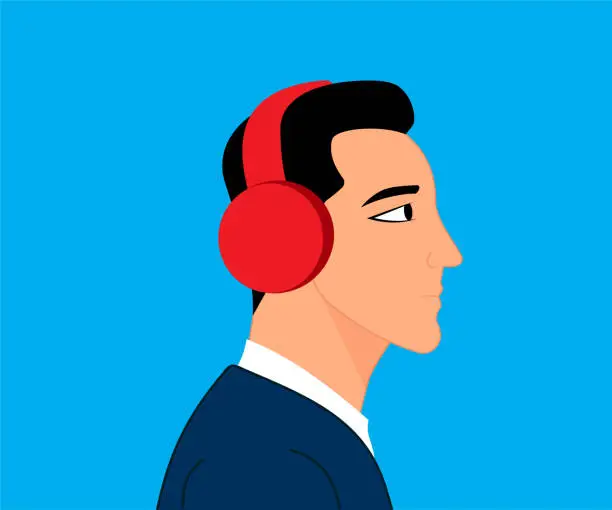 Vector illustration of Man with headphones on his head