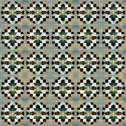 Geometric Marble Floor Mosaic