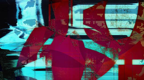 istock Blue Red HUD Digital Cyber Glitch Banner Background with Data Breach Error Concept 1414064065