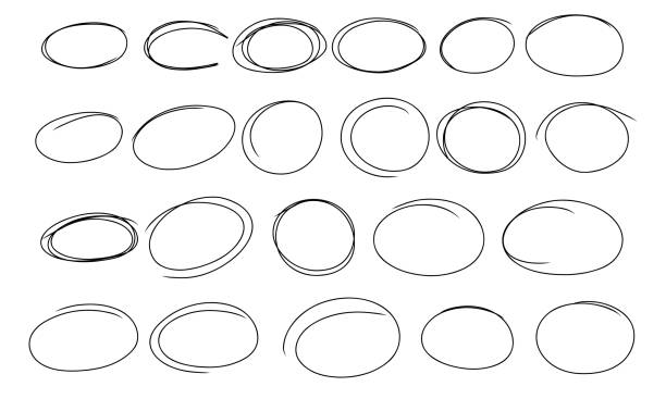 Hand drawn circles frame set. Doodle highlight ovals. Marker pen sketch. Highlighting text and important objects. Round scribble frames. Stock vector illustration on white background. Hand drawn circles frame set. Doodle highlight ovals. Marker pen sketch. Highlighting text and important objects. Round scribble frames. Stock vector illustration on white background. picture frame frame ellipse black stock illustrations
