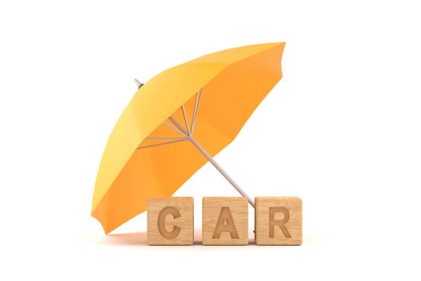 istock yellow umbrella protecting car for car insurance concept 1414069110