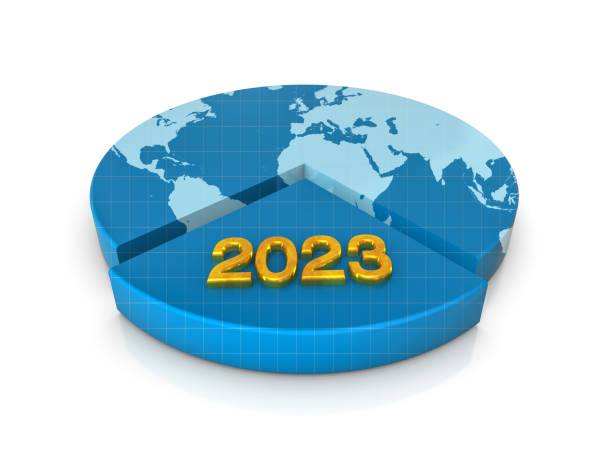 gráficos de gráficos circulares con 2023 - spreadsheet pie chart chart report fotografías e imágenes de stock