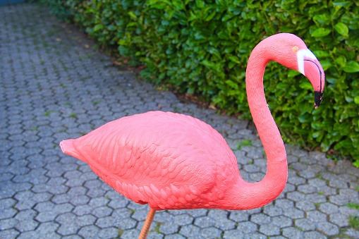 Flamingo made of plastic - Water bird in pink - decoration for the garden