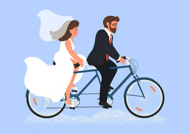 Vector illustration of Wedding tandem.