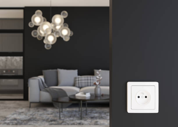 istock White electric socket on the wall at home. Close up view. Save electricity, electricity is getting more expensive. Energy crisis, energy price. 3d rendering. 1414075031