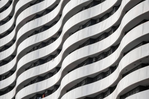 istock Architecture detail Modern building Terrace design Glass panel pattern background 1414076357