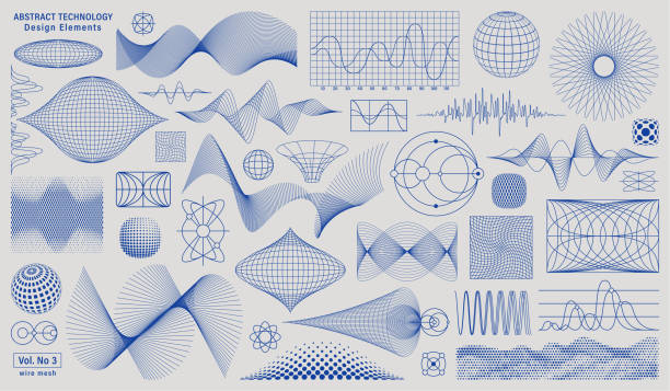 tło technologia elementy - wave pattern obrazy stock illustrations