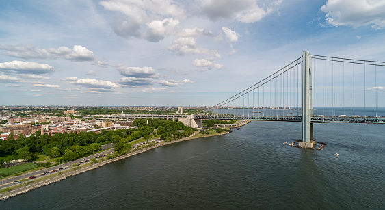 View of the Willemsbrug bridge and the city of Rotterdam, Netherlands