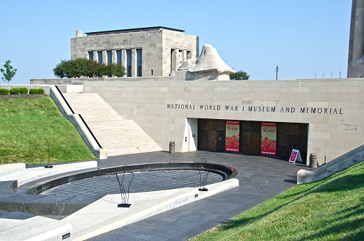 The Liberty Memorial stands above the National World War I Museum in downtown Kansas City, Missouri.
