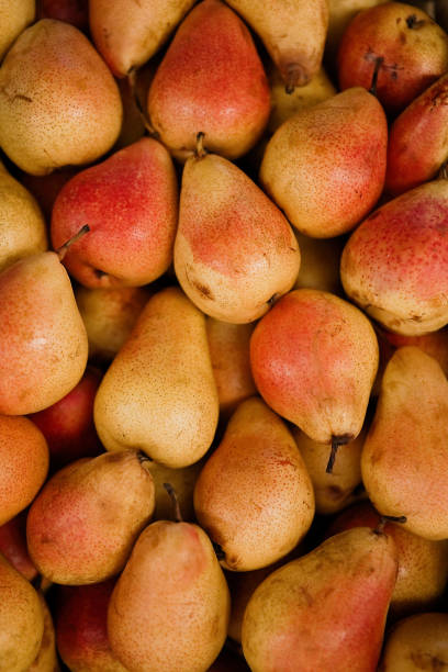 istock Ripe yellow pear close-up background or texture 1414083590