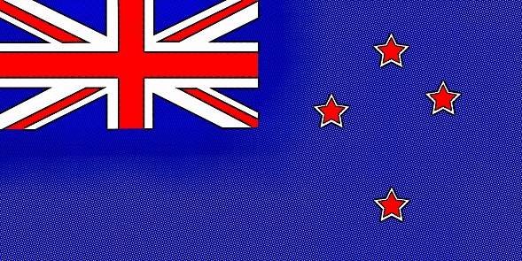 Pop Art-Style New Zealand Flag for a modern futuristic look.