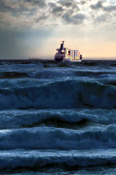 istock Big container ship and freight transportation in stormy day 1414089764