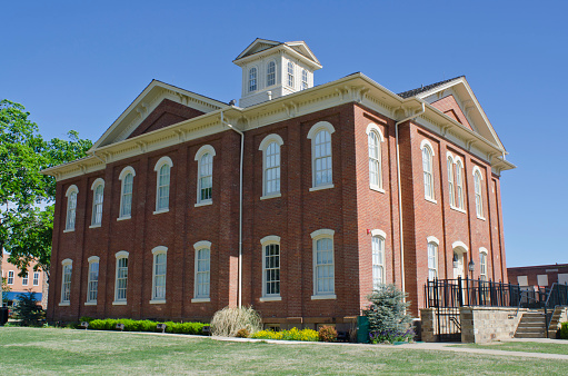 The exhibitis of the Cherokee National History Museum are housed in the original capitol building of the Cherokee tribe in Tahlequah, Oklahoma.