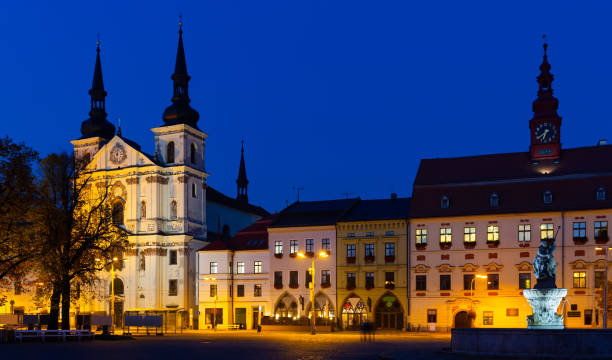 istock Night view of Masaryk Square, Jihlava 1414096360