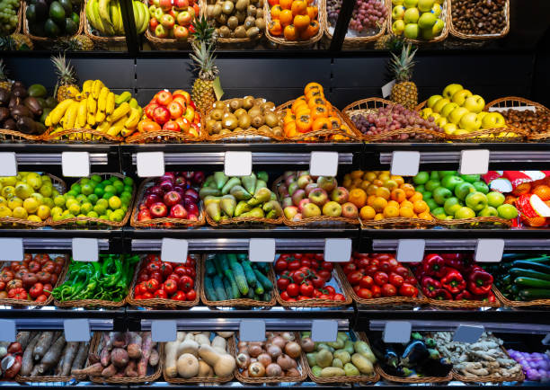 istock Fruits and vegetables in greengrocery 1414096452