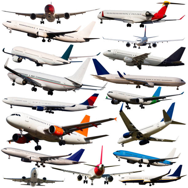 istock Collage of different modern airplanes on white background 1414096459