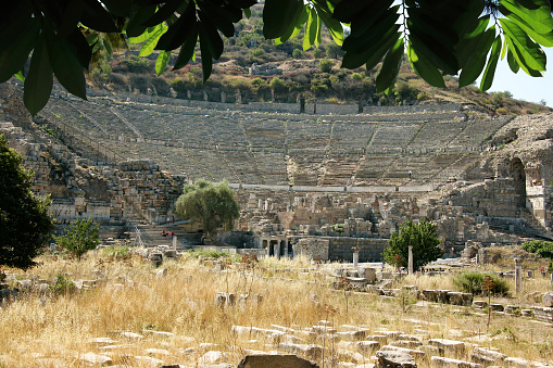 Ruins of Niha Upper roman temple, in the Bekaa Valley and Mount Lebanon slopes, Lebanon.