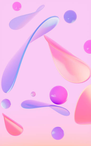 istock Abstract spheres and glass curves with pink background, 3d rendering. 1414116195