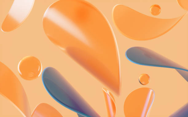 istock Abstract circular glass and curves with yellow background, 3d rendering. 1414116974