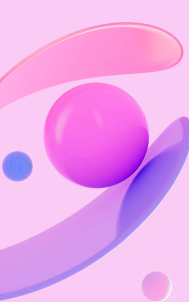 istock Abstract spheres and glass curves with pink background, 3d rendering. 1414116980