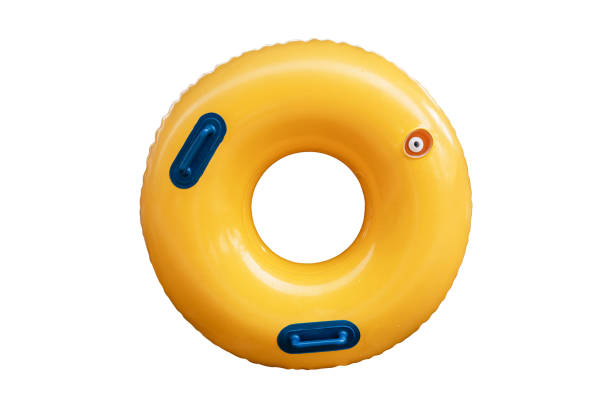 istock Yellow inflatable rings isolated on white background include clipping path. Summer holidays 1414117122