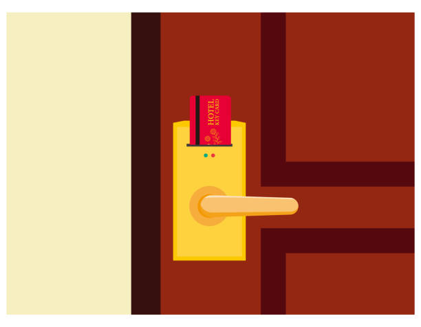 Hotel doorknobs and key cards .　Vector illustration . Hotel doorknobs and key cards .　Vector illustration . door lever stock illustrations
