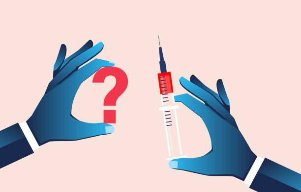 istock Medical and medicine problems, accident, one hand holds a question mark symbol and the other holds a medicine syringe 1414122715