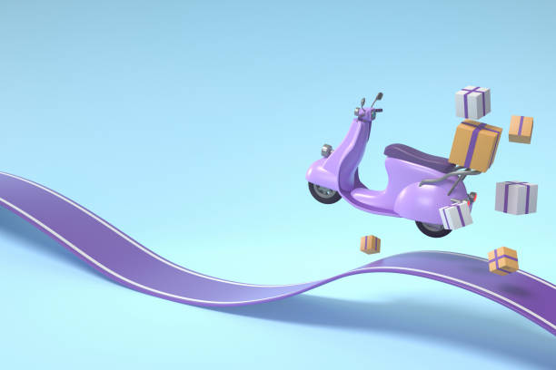 istock E-commerce concept, Delivery service on mobile application, Transportation delivery by truck, 3d illustration 1414122729