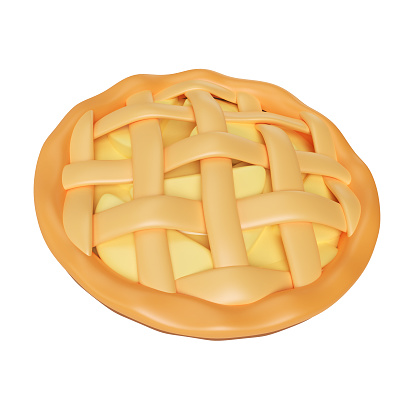 This is Apple Pie 3D Render Illustration Icon, This 3d icon illustration is simple and brightly colored, high resolution jpg file, isolated on a white background