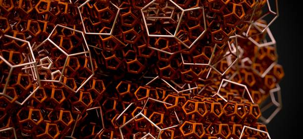 3D computer generated fractal abstract geometric metallic object details isolated on infinite background