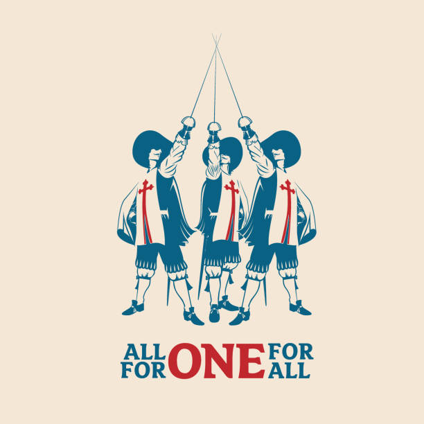 All For One For All. the Three Musketeers vector illustration vector art illustration