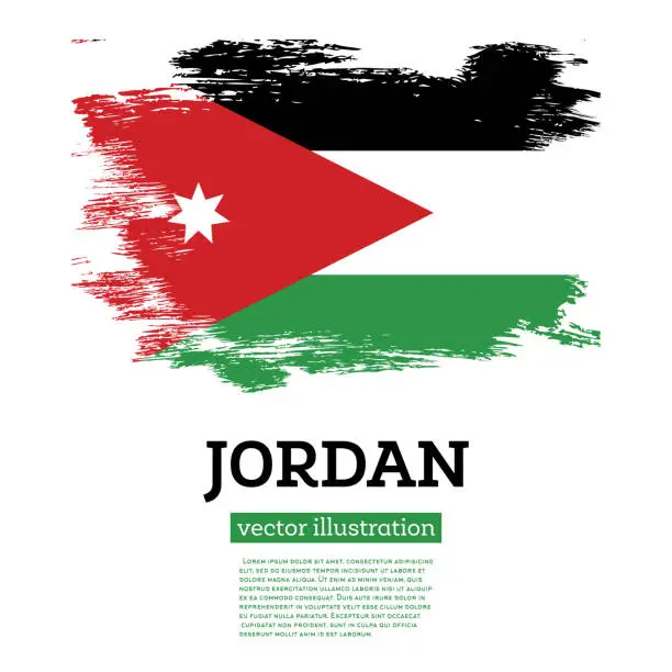 Vector illustration of Jordan Flag with Brush Strokes. Independence Day.