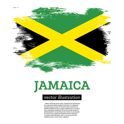 Jamaica Flag with Brush Strokes. Vector Illustration. Independence Day.