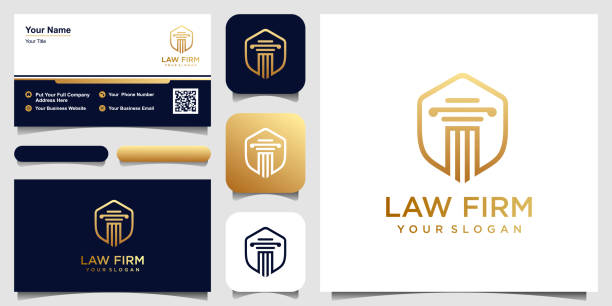 シールドロゴデザインのインスピレーションを持つ法律事務所。ロゴデザインと名刺 - stability law trust legal system点のイラスト素材／クリップアート素材／マンガ素材／アイコン素材
