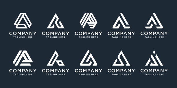 Set of Simple and Solid Letter marks for Letter A. Professional Quality Graphic Mark for your Business. Typographic Design. Letter A Logo Set of Simple and Solid Letter marks for Letter A. Professional Quality Graphic Mark for your Business. Typographic Design. Letter A Logo letter a logo stock illustrations